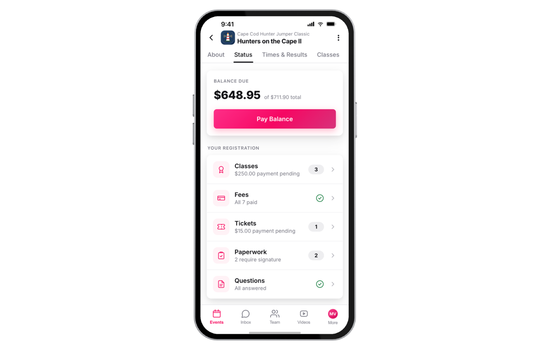 View and pay your show bill in seconds.