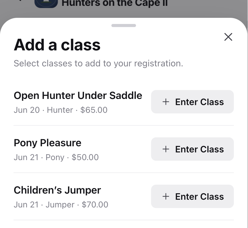 Add a class to your registration